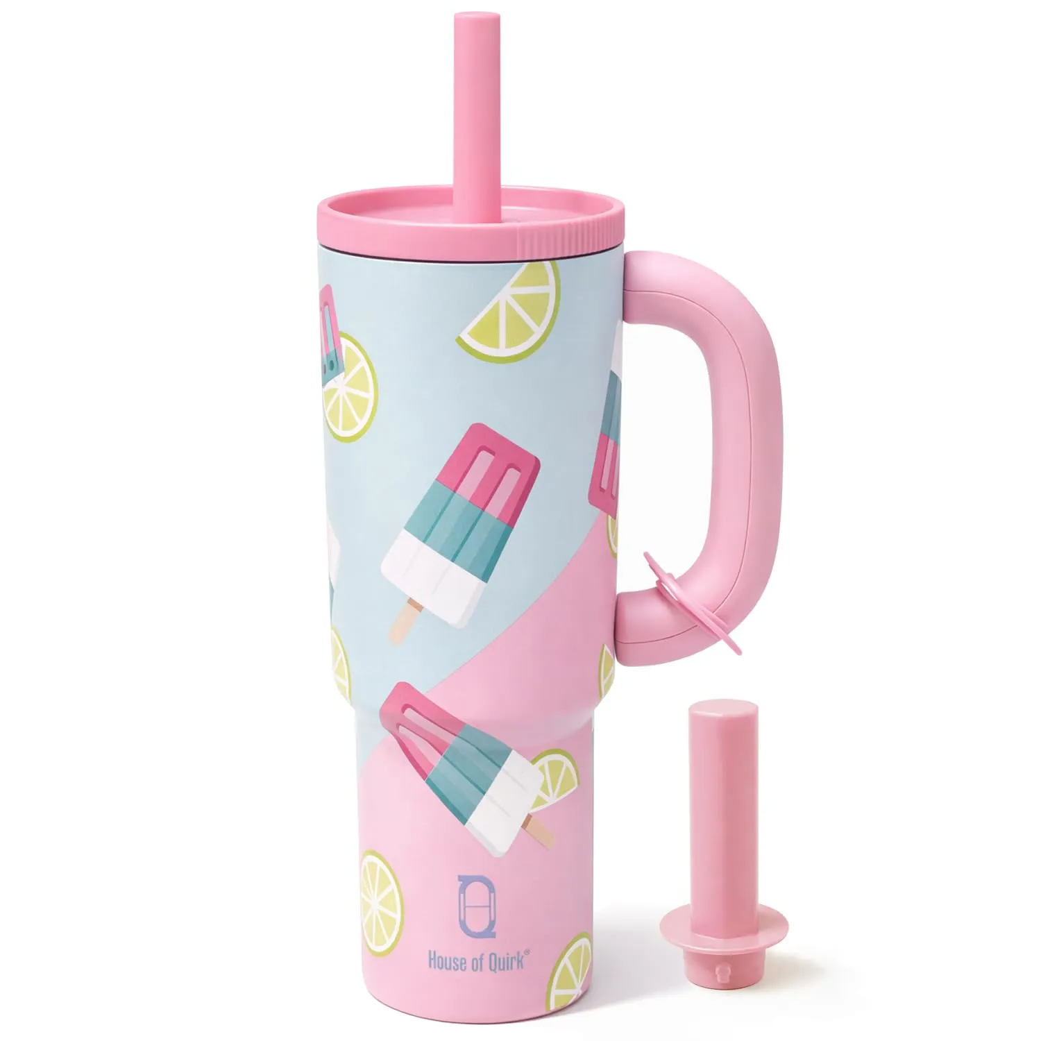 Insulated Travel Tumbler with Handle and Straw